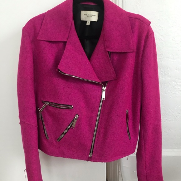 Public School magenta wool biker jacket - Picture 5 of 6